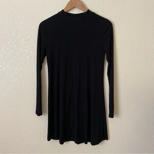 Black Ribbed Long Sleeve Mini Dress
